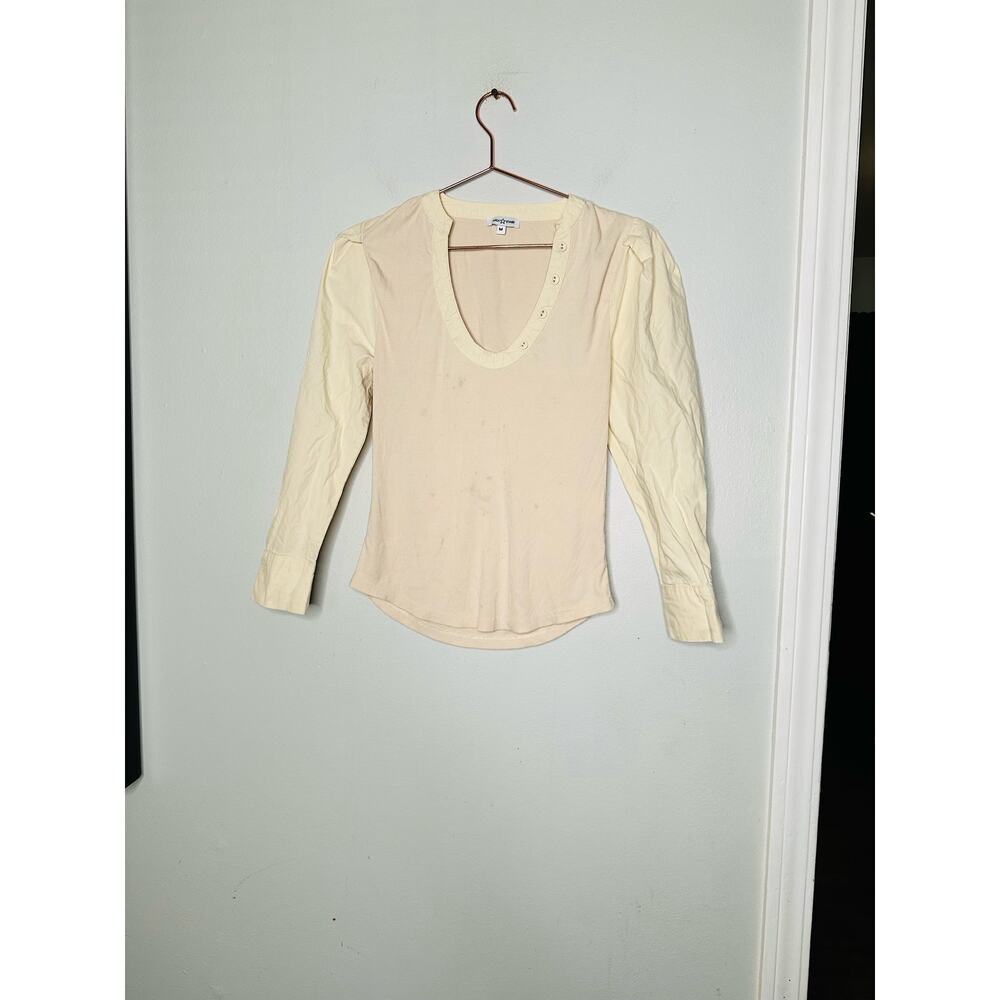 AREA STARS Off White Knit Sweater Scoop Neck Puff Long Sleeves Sweater Size M - Picture 4 of 10